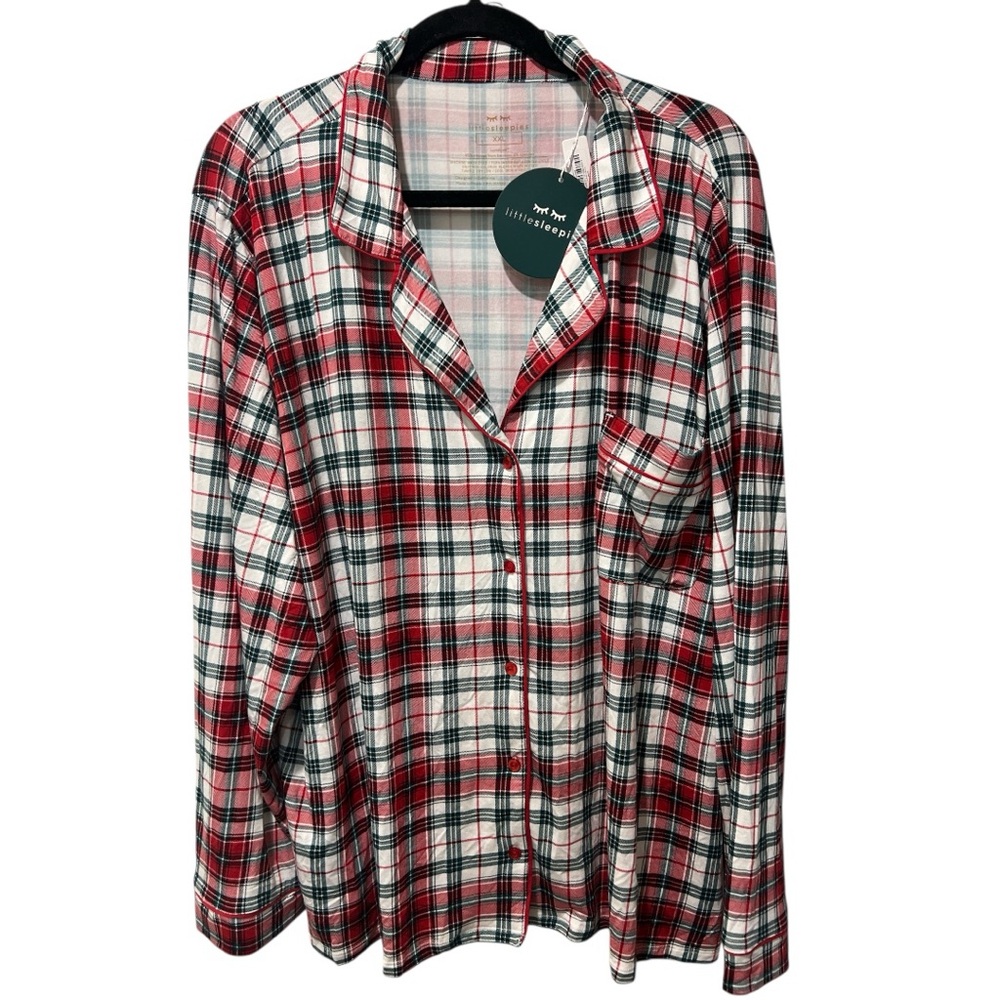 Little Sleepies Women’s XXL lunaluxe Bamboo Holly Plaid Pajama Top NWT